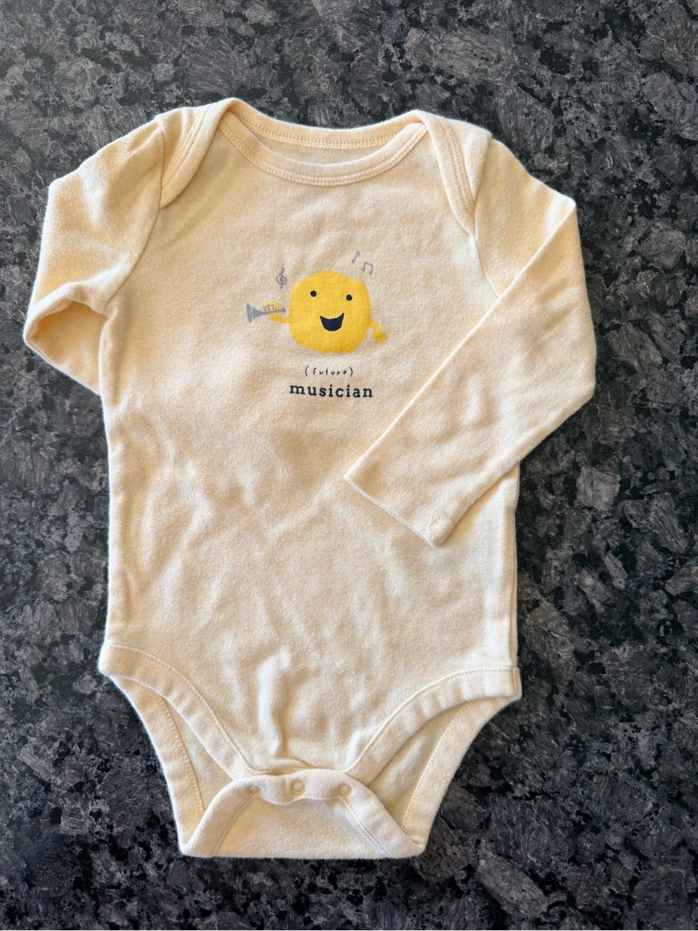 3/$15 Baby GAP Yellow Cotton Future Musician Long Sleeve Bodysuit 6-12M